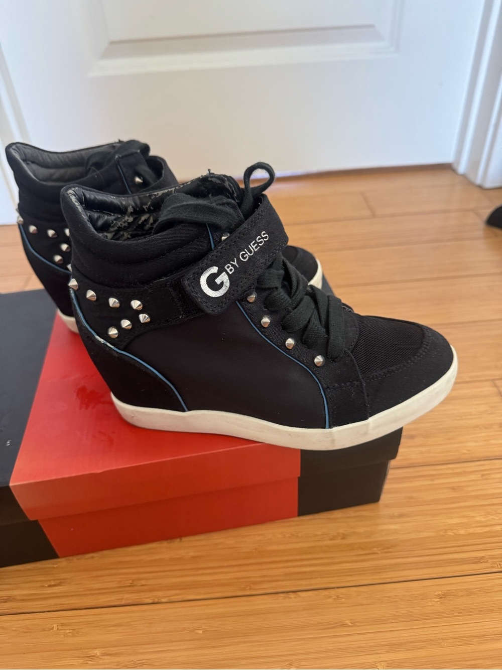 Guess Black High-Top Sneakers with Silver Stud Accents